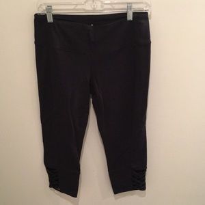 Athleta Black Leggings with Lace Up Side Detail